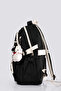 Black Korean Style Multi-Compartment School Bag Backpack with Teddy Bear Accessories Elementary School Middle School High School - 3