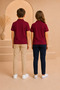 Children's Unisex 2-Piece Short Sleeve Polo Collar T-Shirt 100% Cotton Lakos - Claret Red - 4