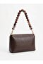 Women's Bitter Brown Bead and Chain Handle Shoulder and Hand Bag Stylish Design Baguette Handbag
