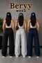 3-Piece Women's Black Gray Navy Blue Casual Sweatpants - 3