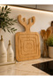 Ren Geyikli Large Size Bamboo Presentation and Serving Board – Decorative Presentation Tray with Geometric Pattern