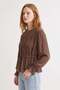Shirt with Ribbed Cuff Detailing and Tie-Up Fastening - 2