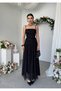 Women's Strappy Floral Embroidered Tulle Detail Long Dress - 5