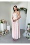 Women's Strappy Floral Embroidered Tulle Detail Long Dress