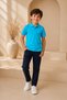 Children's Unisex 2-Piece Short Sleeve Polo Collar T-Shirt 100% Cotton Lakos - Turquoise - 3