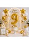 1-9 Years Old Birthday Balloon Set – Gold White Premium Number Foil Balloon, Star and Confetti Balloon Set Transparent Balloon Set Birthday Party Set
