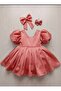 Brick Red Girls' Puffy Dress Evening Gown - 2