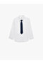 Single Pocket Long Sleeve Tie Poplin School Shirt