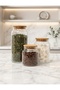 3 Size Glass Jar Set with Wooden Lids |   Different Size Options |   Food, Dry Food, and Legumes Storage Container - 4