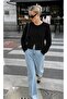 Black Hair Braid Patterned Crew Neck Buttoned Women's Knitwear Cardigan Zs003