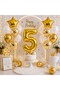 1-9 Years Old Birthday Balloon Set – Gold White Premium Number Foil Balloon, Star and Confetti Balloon Set Transparent Balloon Set Birthday Party Set