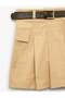 A-Line Cotton Belted Cargo Pocket Gabardine Pleated Mini Skirt - 3