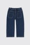 Baby Girl Navy Blue Trousers with Elastic Waist and Pockets - 2