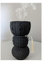Modern Matte Black Geometric Incense Burner – Triple-Tiered Textured Oud Bakhoor Holder with Decor - 3