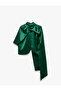 Asymmetrical Collar Cape Detailed Sleeveless Satin Blouse - 5