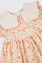 Baby Girl Collared Skirt with Flounces Ecru Dress - 3