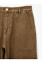 Normal Waist Cotton Comfortable Fit Pocketed Baggy Jean Trousers - 3