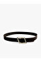 Rectangular Metal Buckle Detailed Faux Leather Belt - 2