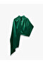 Asymmetrical Collar Cape Detailed Sleeveless Satin Blouse - 6