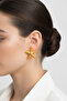 Pair of Orange Yellow Bijoux Earrings with Starfish Design - 2