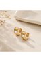 Gold Heart Detailed Steel Hoop Earrings