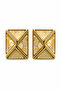 Yellow Cream Square Patterned Bijouterie Earrings Stylish and Modern Design for Women