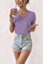 Women's V-Neck Short Sleeve Cotton Basic T-Shirt Trendy Casual and Comfortable Cut T-Shirt - 3