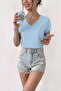 Women's V-Neck Short Sleeve Cotton Basic T-Shirt Trendy Casual and Comfortable Cut T-Shirt - 3