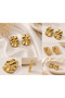 Gold Wavy Surface Rectangular Steel Earrings - 2