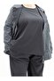 Plus Size Oversized Striped Zippered Jacket Blouse and Wide Leg Pants Women's Three-Piece Set - 7