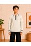 Boys' Polo Collar Buttoned Ribbed Knitwear Sweater Long Sleeve Stripe Detailed Stylish Casual Top 7-15 Years