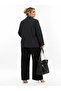 Plus Size Oversized Striped Zippered Jacket Blouse and Wide Leg Pants Women's Three-Piece Set - 2