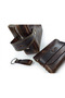 Dark Tan Effect Genuine Crazy Leather Men's Shaving Portfolio & Clutch Care Bag, Card Holder, Keychain Set - 2