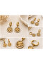 Gold Four-Leaf Clover Stone Dangle Earrings - 2