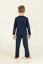 Father & Son Navy Blue, Loose-Fitting Pajama Set Combination, 100% Cotton, Father and Child Pajamas Sold Separately (Socks Included) - 4