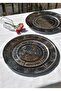 6 Pieces Stainless Steel Ethnic Patterned Serving Plate 27 cm