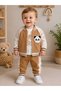 Baby Boy Embossed Panda Appliqué College Jacket 3-Piece Seasonal Cotton Set