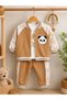 Baby Boy Embossed Panda Appliqué College Jacket 3-Piece Seasonal Cotton Set - 2