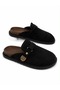 Women's Black Suede Buckle Sabo Mule Slippers Daily Comfortable Thick Sole Home and Outdoor Slippers Arite - 4