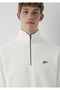 M0S10613 Patch Logo Embroidered Semi-Zipper Men's Sweatshirt White - 6