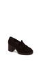Women's Brown Thick Heeled Tasseled Suede Leather Loafer Af450012Ds - 8