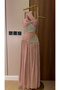 فستان وردي سهرة مطرز بقصة انيقة