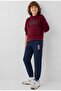 M6010038 Logo Printed Children's Sweatpants Dark Blue