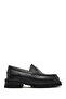 Women's Black Thick-Soled Leather Masculine Loafer Af130002Dv