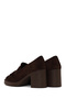 Women's Brown Thick Heeled Tasseled Suede Leather Loafer Af450012Ds - 7