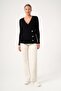 Women's Double Breasted Shawl Collar Sweater Black 25258 - 3