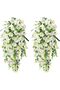 زهور صناعية معلقة، قطعتان من نباتات زهرة الصباح المزيفة بتصميم مقاوم للأشعة فوق البنفسجية، واقعية