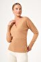 Women's Button Detail Double Breasted Sweater Biscuit 25298 - 3