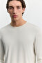 Men's Beige Crew Neck Long Sleeve Basic Modal T-Shirt A62Y1032 - 2