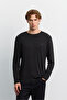 Men's Black Crew Neck Long Sleeve Basic Modal T-Shirt A62Y1032